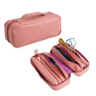 Mauve Vegan Leather 5 in 1 Zipper Pouch