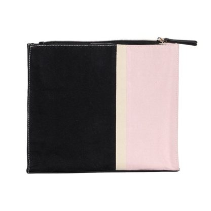 Color Block Wisteria and Black Canvas Crossbody Bag