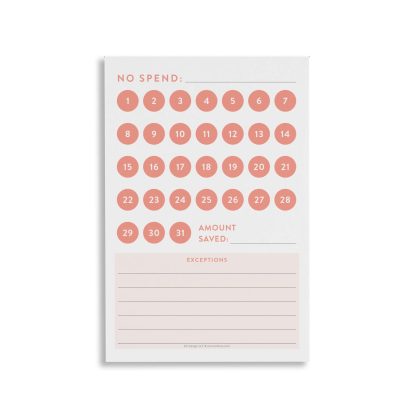 No Spend Tracker Sticky Notepad