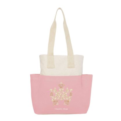 Floral Motif Custom Color Block Tote Bag