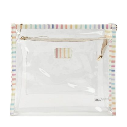 Watercolor Stripes Colorful Clear Crossbody Stadium Bag