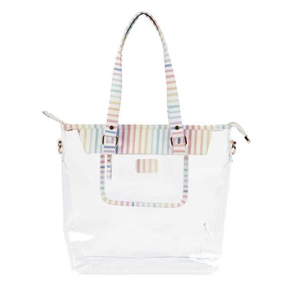 Watercolor Stripes Colorful Clear Tote Bag