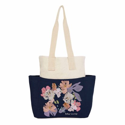 Bold Blooms Custom Color Block Tote Bag