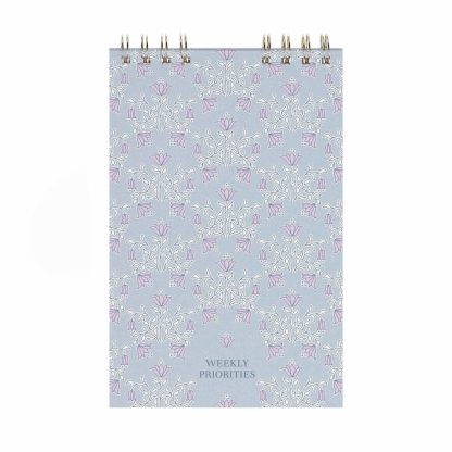 Floral Motif Eucalyptus Priorities Top Spiral Notepad