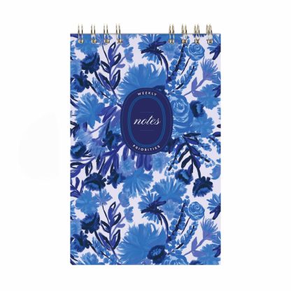 Indigo Blooms Weekly Planning Top Spiral Notepad