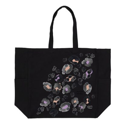 Watercolor Leopard Print Canvas Pocket Tote Bag