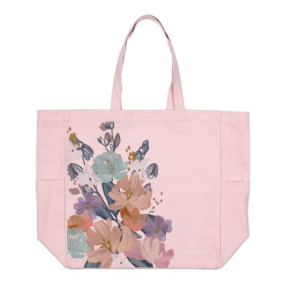 Bold Blooms Canvas Pocket Tote Bag