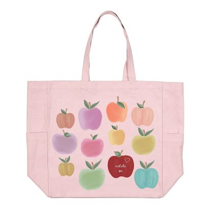 Rainbow Apples Canvas Pocket Tote Bag