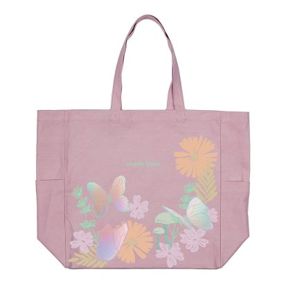 Butterfly Blooms Custom Pocket Tote Bag