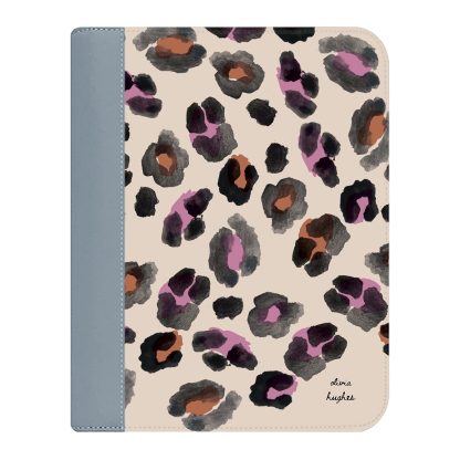 Large Watercolor Leopard Print Stand Up Folio