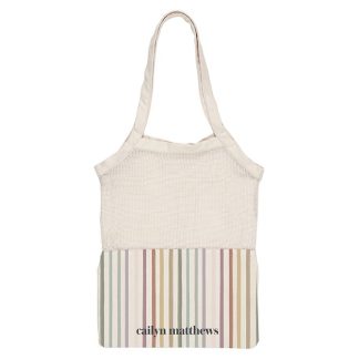 Watercolor Stripes Neutral Mesh Tote Bag