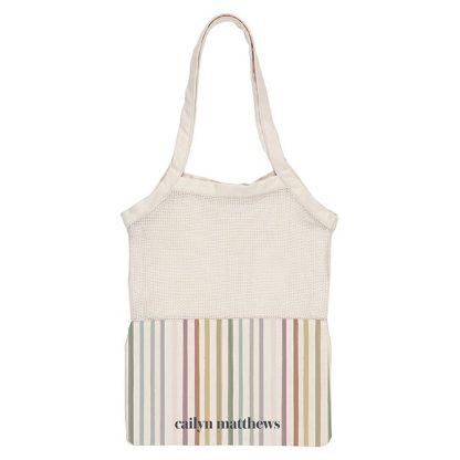 Watercolor Stripes Neutral Mesh Tote Bag
