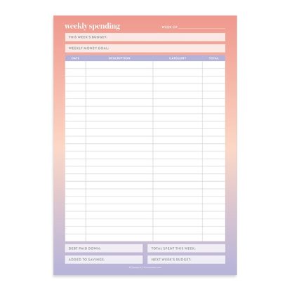 Weekly Budget Tracker Notepad 22