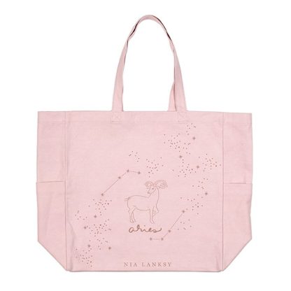 Watercolor Astrology Canvas Pocket Tote Bag
