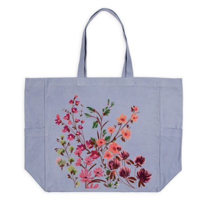Gardenscape Slate Blue Canvas Pocket Tote Bag