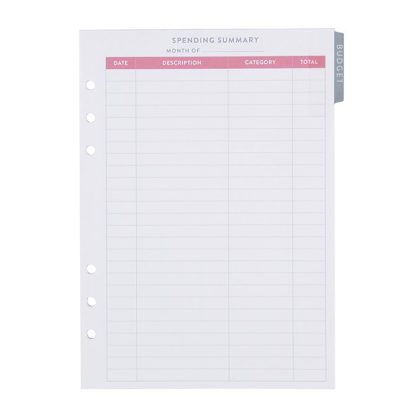 Budget Planning A5 Ring Agenda Inserts