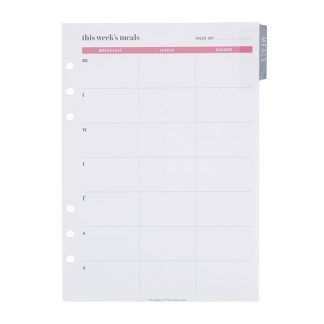 Meal Planning A5 Ring Agenda Inserts