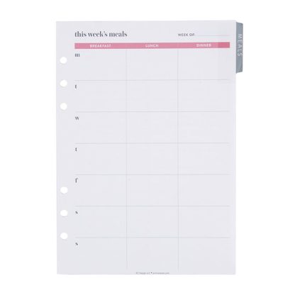 Meal Planning A5 Ring Agenda Inserts