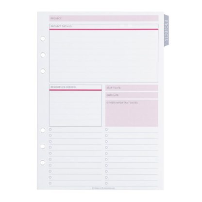 Project Planning A5 Ring Agenda Inserts