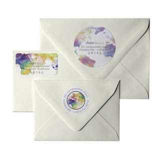 Watercolor World Return Address Labels
