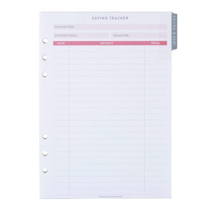 Savings and Debt Tracking A5 Ring Agenda Inserts