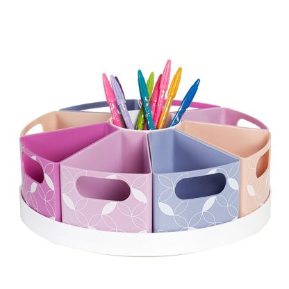 Large Mid Century Circles Rotating Desk Organizer