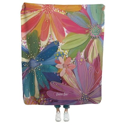 EttaVee Colorful Petals Sherpa Throw