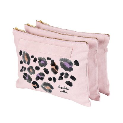 Watercolor Leopard Print Custom Accordion Zipper Pouch